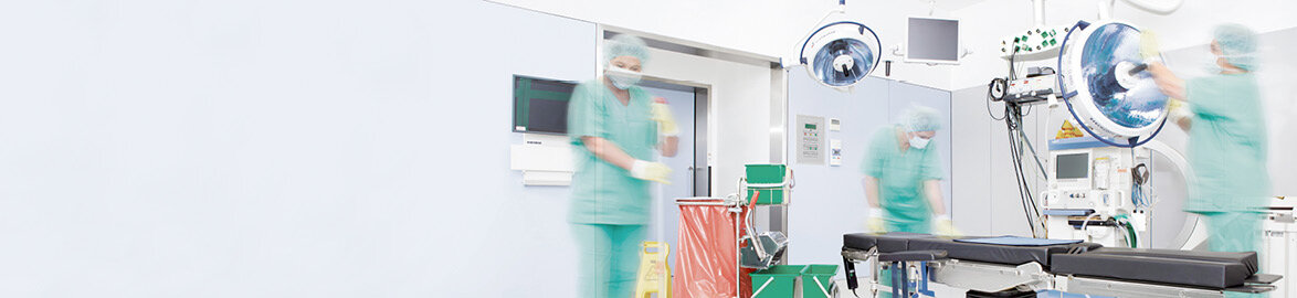 Cleaners sterilize operating room